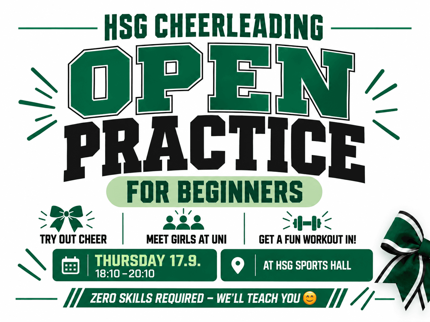 Cheer Open Practice β 17.9. - For Beginners π