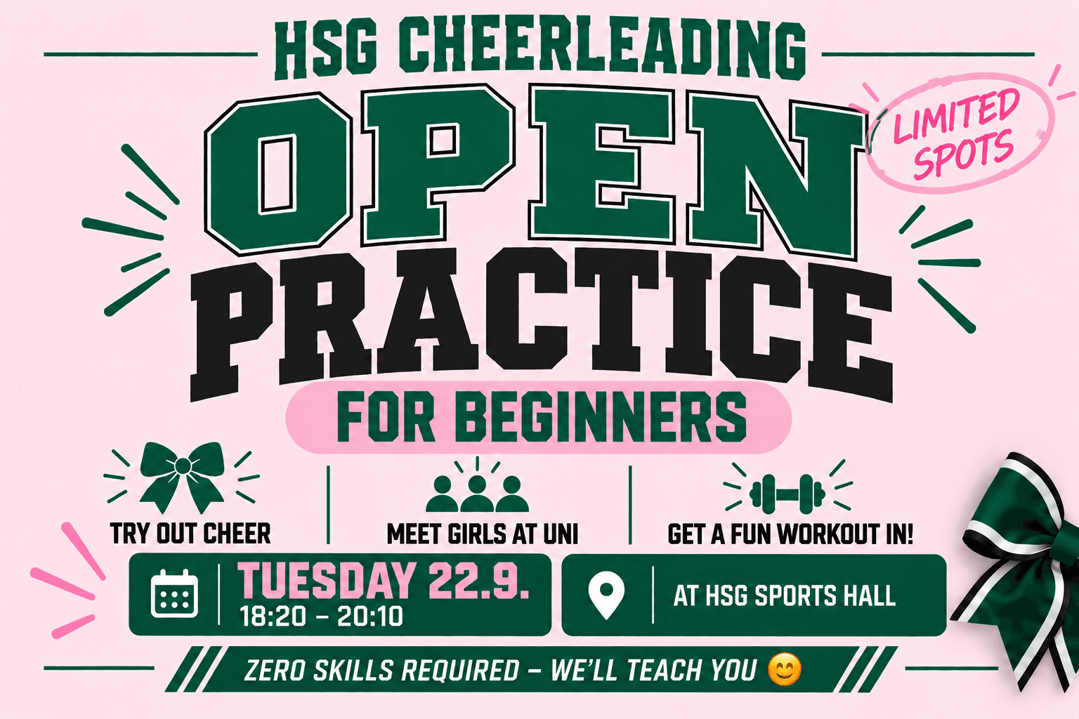 Cheer Open Practice β 22.9. - For Beginners π