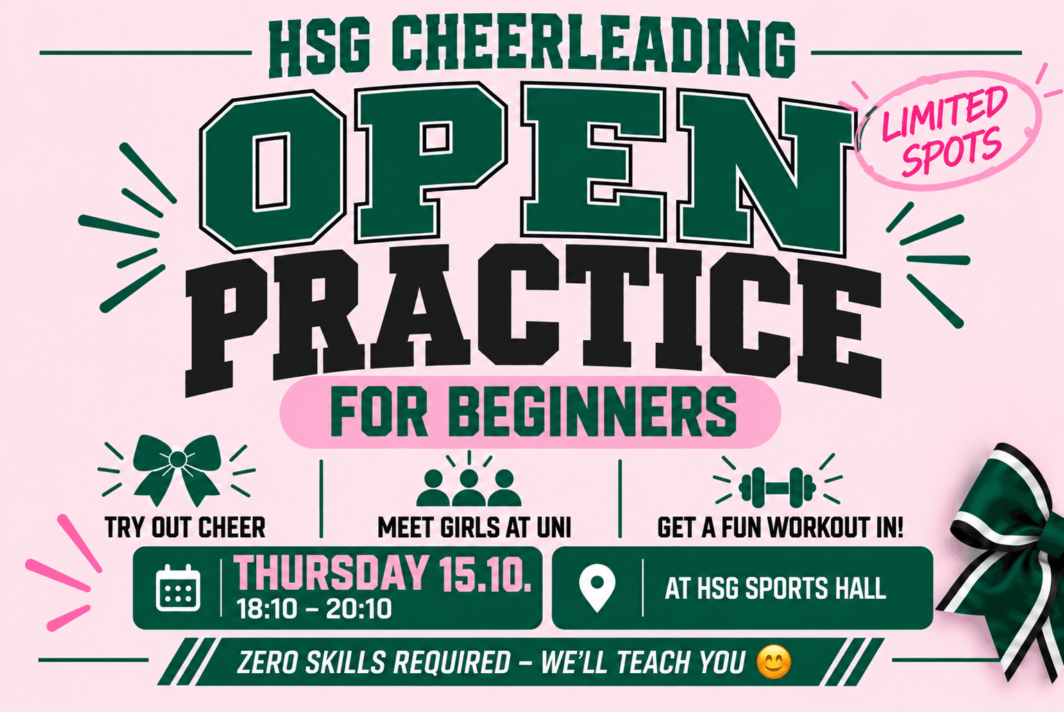 Cheer Open Practice β 15.10. - For Beginners π