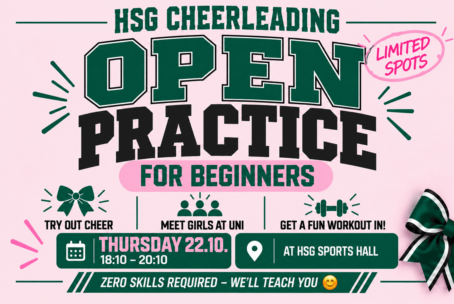 Cheer Open Practice β 22.10. - For Beginners π